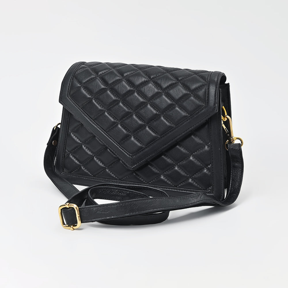 Never Mind Genuine Leather Crossbody Bag Women Quilted Envelope Flap Shoulder Purse Adjustable Strap Stylish Everyday Handbag