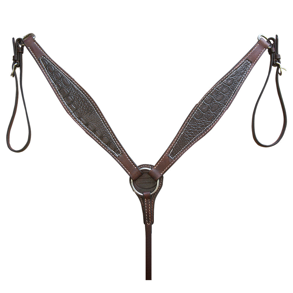HILASON Western Horse Crocodile Embossed Breast Collar Genuine Leather Dark Brown | for Horses