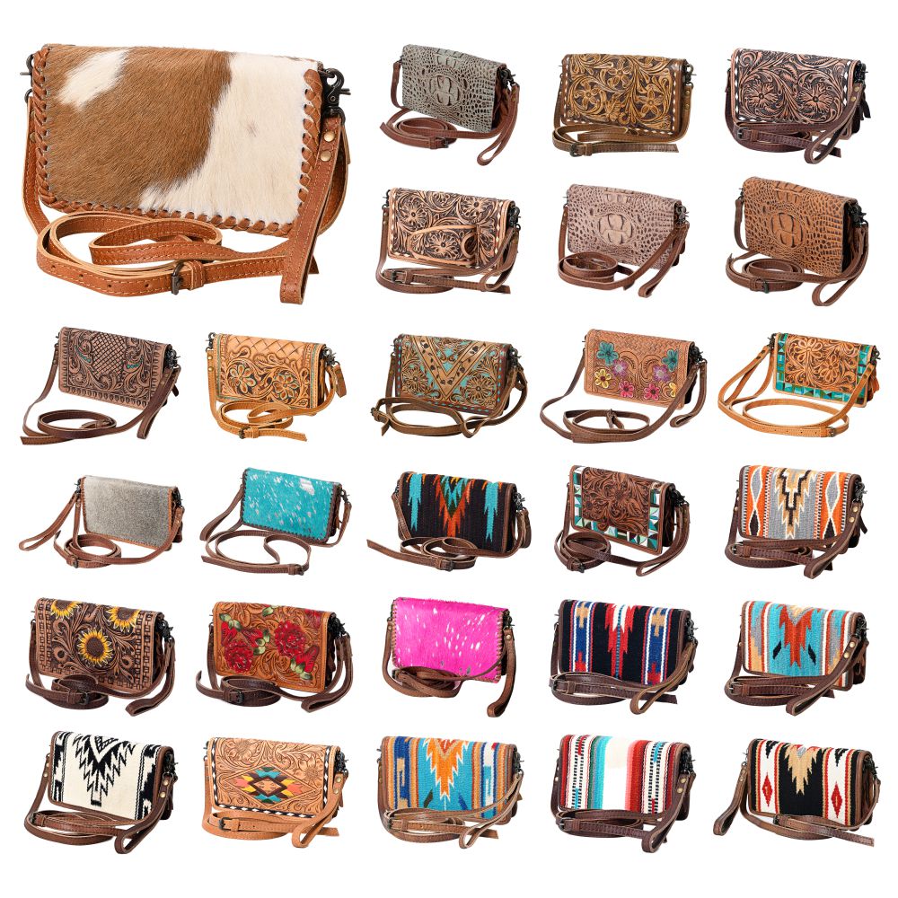 American Darling ORGANISER Upcycled Wool Genuine Leather women bag western handbag purse