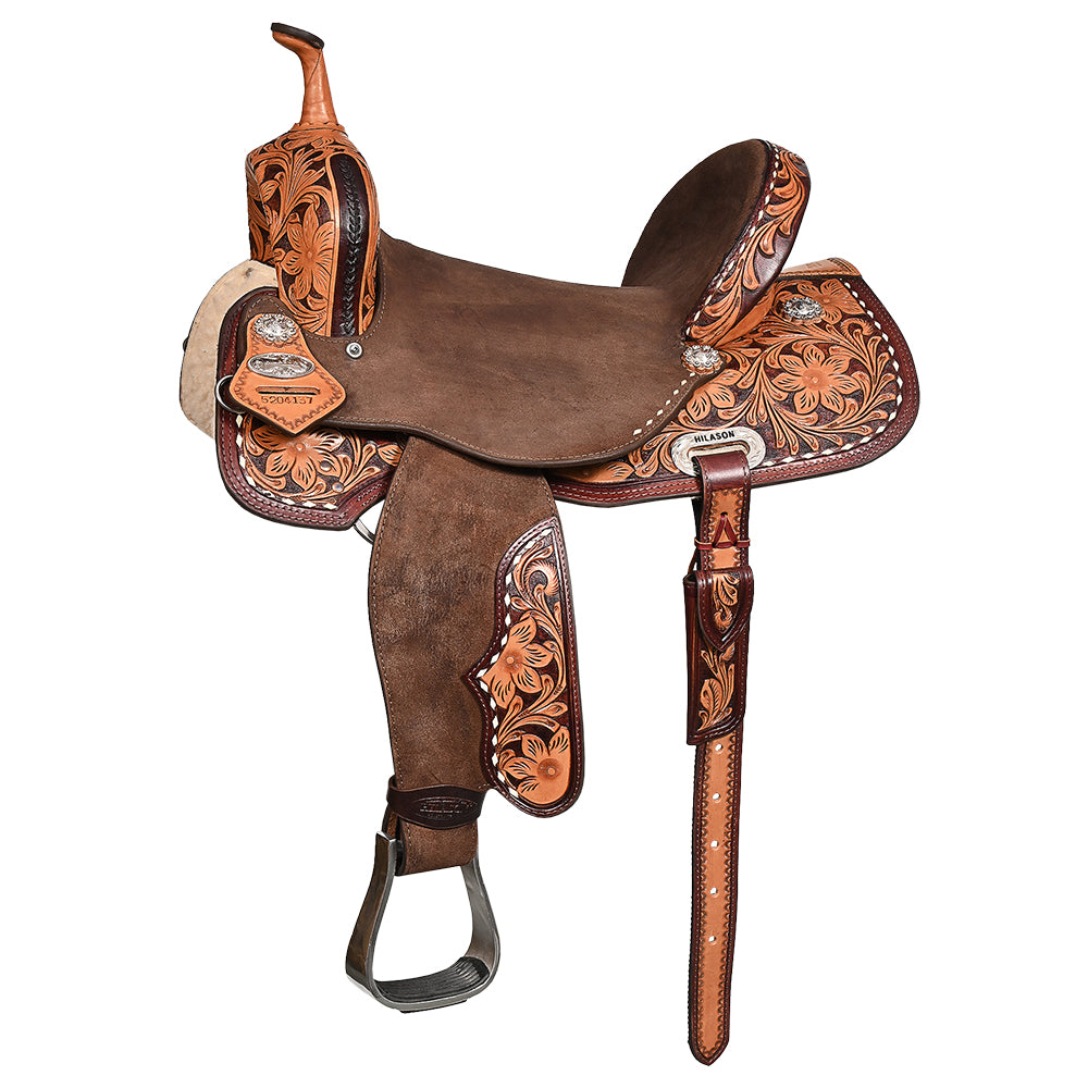 HILASON Flex Tree Western Horse Saddle in American Leather Barrel Trail | for Horses