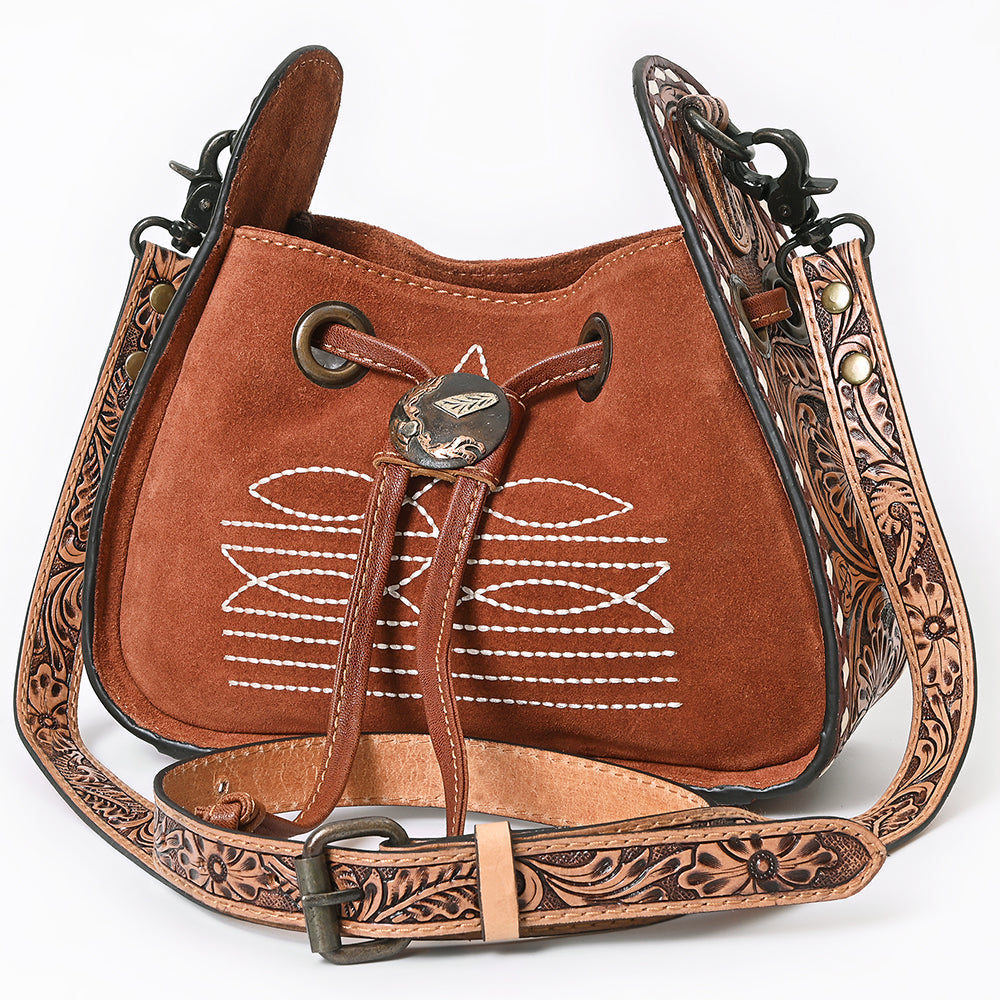 American Darling Hobo Hand Tooled Suede Genuine Leather Women Bag Western Handbag