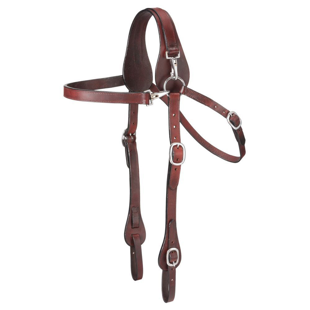 Tough1 Western Horse Genuine Leather Mule Headstall Stainless Steel Buckle Brown