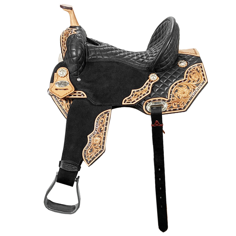 Hilason Flex Tree Western Horse Quilted Saddle American Leather Trail Barrel