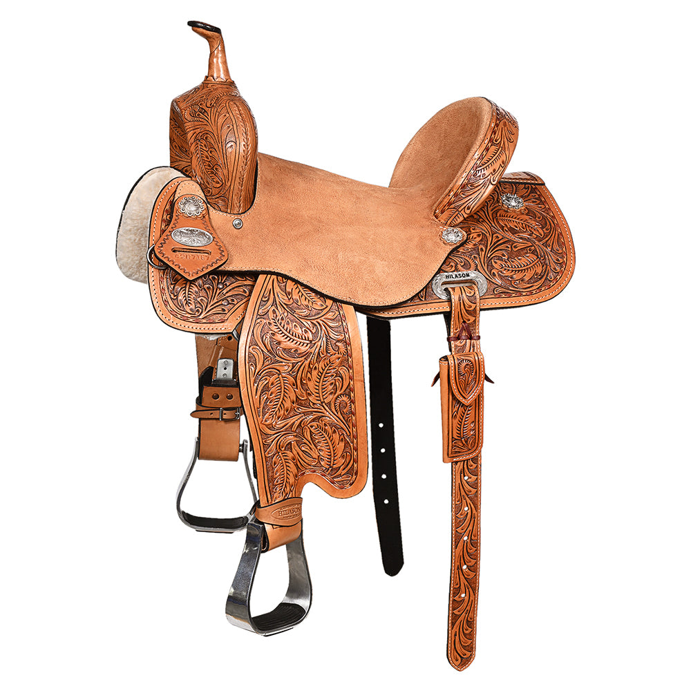 HILASON Flex Tree Western Horse Saddle in American Leather Barrel Trail | for Horses