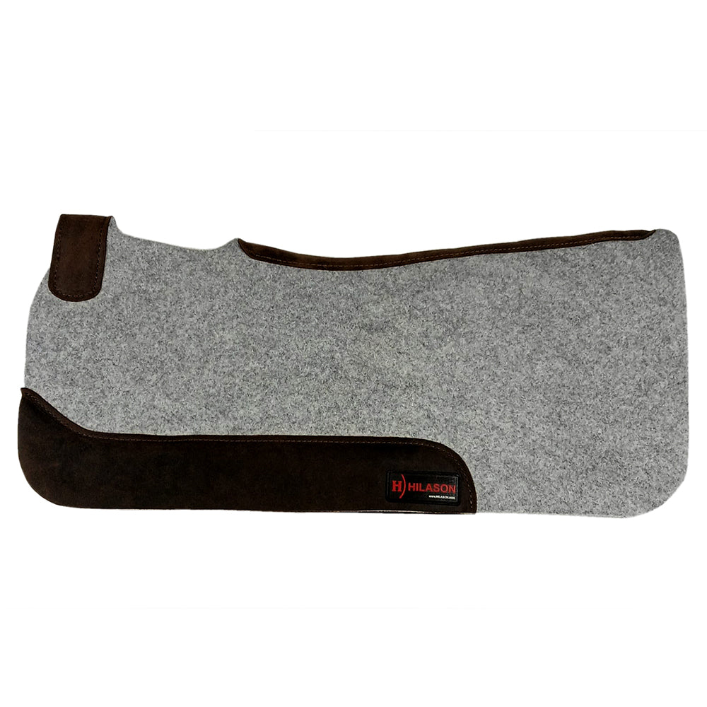 HILASON Western Wool Felt Horse Saddle Pad W/ Distressed Wear Leather | for Horses