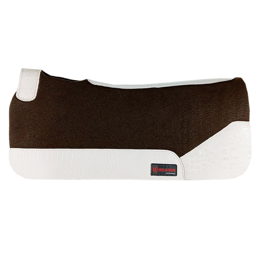 HILASON Western Wool Felt Horse Saddle Pad W/ Distressed Wear Leather | for Horses