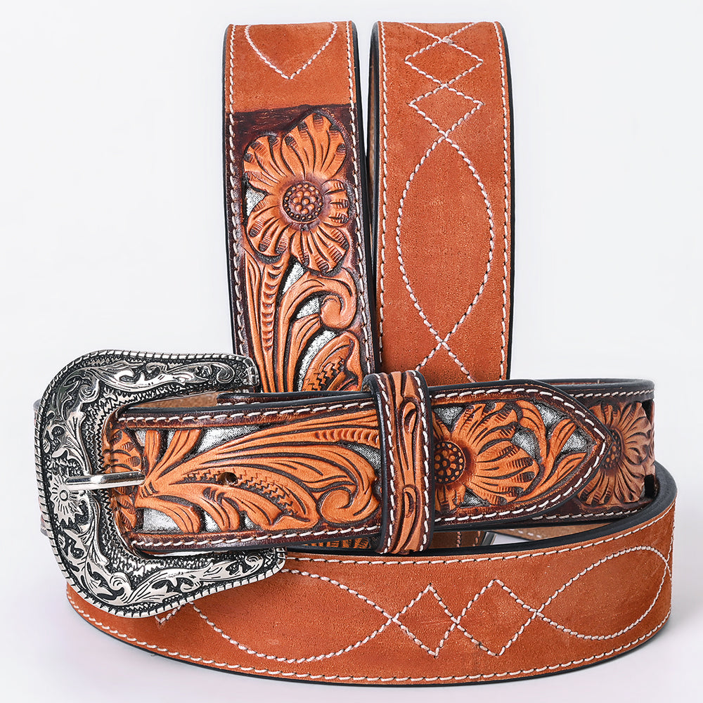 American Darling Floral Hand Carved Men & Women Genuine American Leather Belt Brown Gorgeous Hand Painted & Tooled