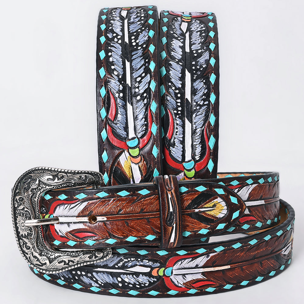 American Darling Floral Hand Carved Men & Women Genuine American Leather Belt Brown Gorgeous Hand Painted & Tooled