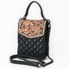 American Darling Hand Tooled Cell Phone Case, Quilted Floral Carved Genuine Leather Western Purse, YKK Zipper