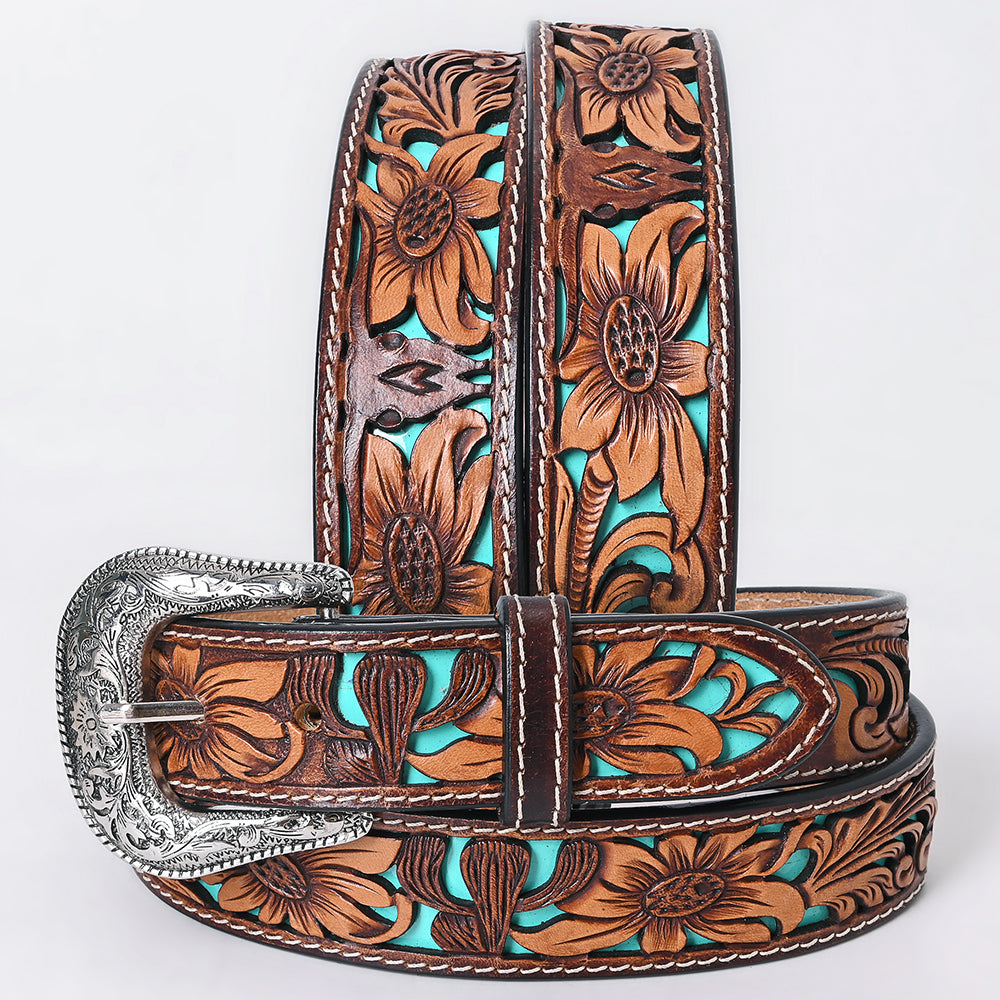 American Darling Floral Hand Carved Men & Women Genuine American Leather Belt Brown Gorgeous Hand Painted & Tooled