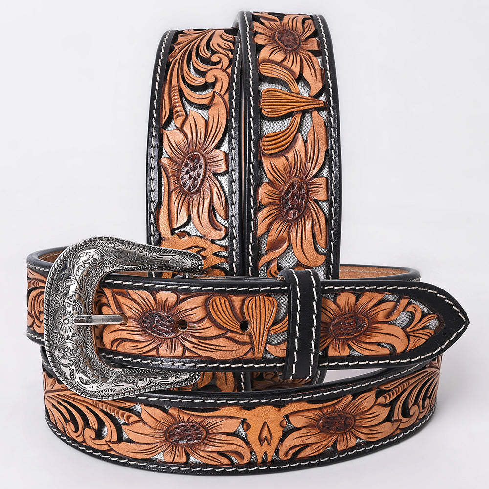 American Darling Floral Hand Carved Men & Women Genuine American Leather Belt Brown Gorgeous Hand Painted & Tooled