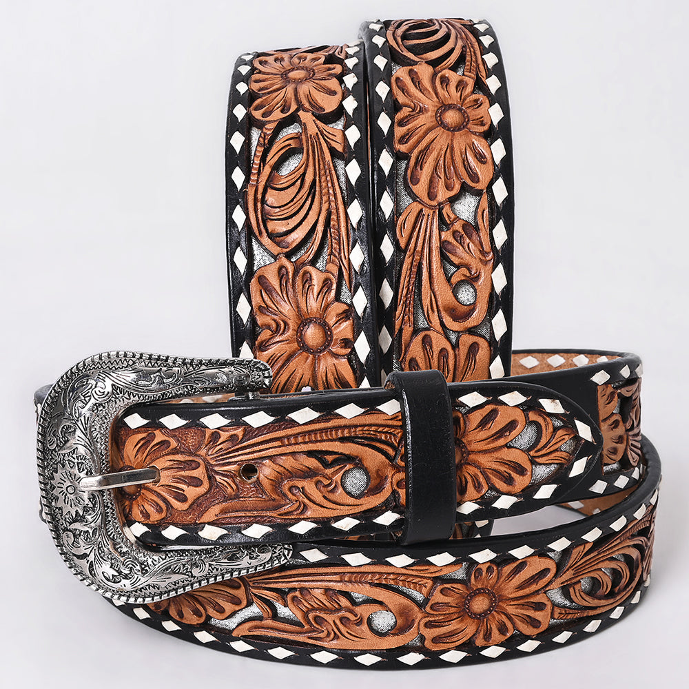American Darling Floral Hand Carved Men & Women Genuine American Leather Belt Brown Gorgeous Hand Painted & Tooled