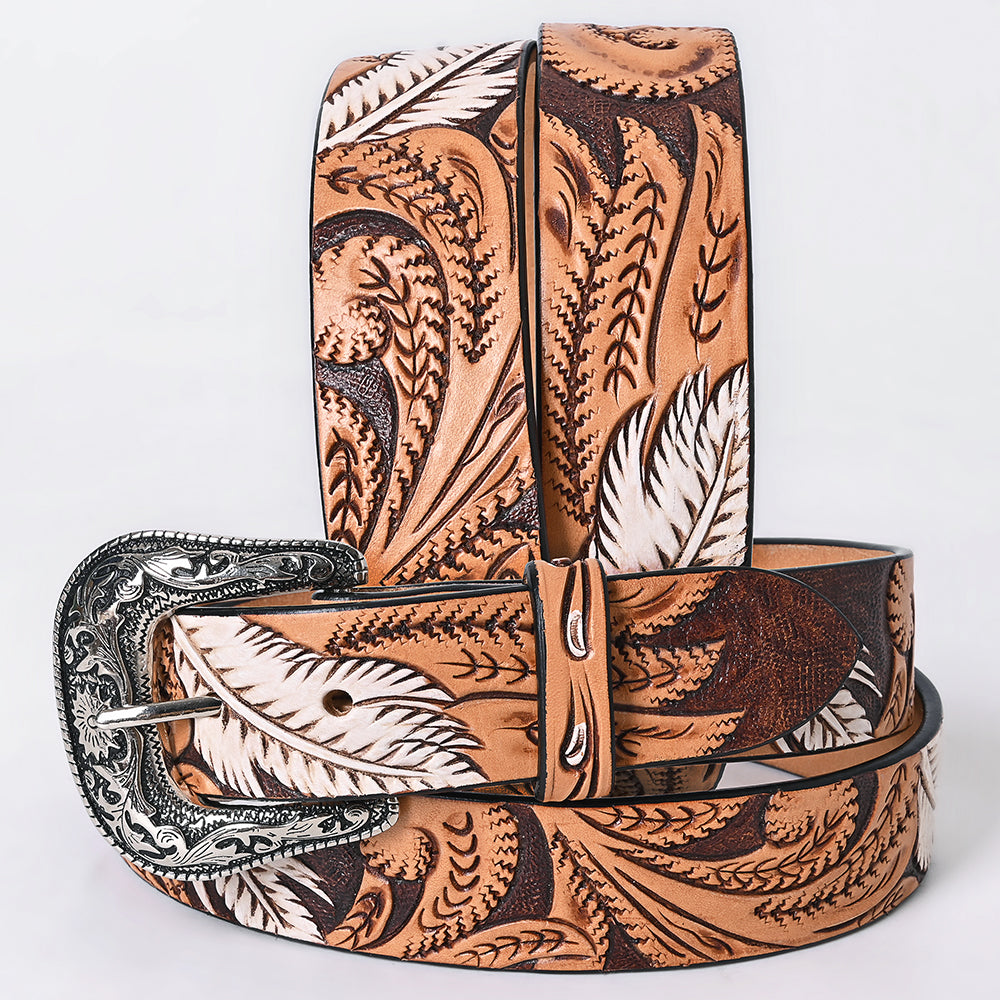 American Darling Floral Hand Carved Men & Women Genuine American Leather Belt Brown Gorgeous Hand Painted & Tooled