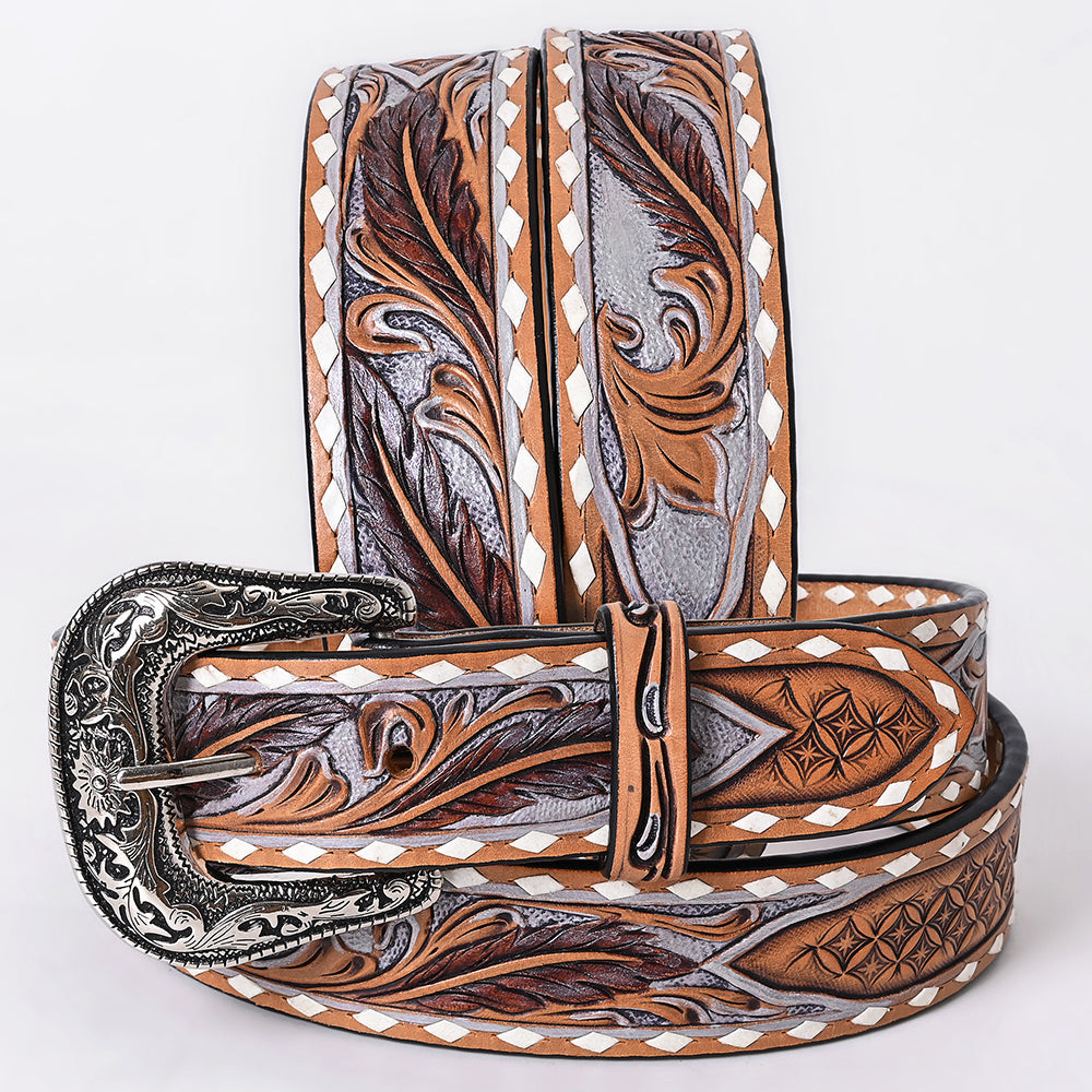 American Darling Floral Hand Carved Men & Women Genuine American Leather Belt Brown Gorgeous Hand Painted & Tooled