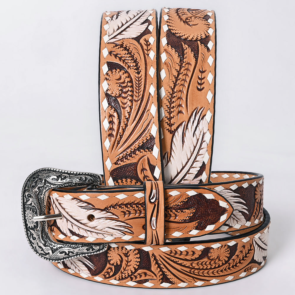 American Darling Floral Hand Carved Men & Women Genuine American Leather Belt Brown Gorgeous Hand Painted & Tooled