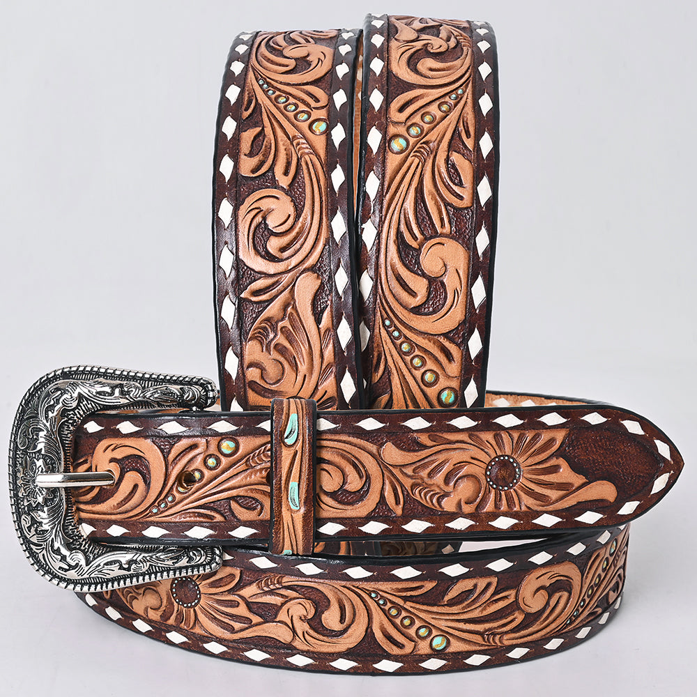 American Darling Floral Hand Carved Men & Women Genuine American Leather Belt Brown Gorgeous Hand Painted & Tooled