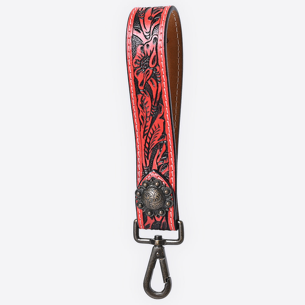 American Darling ADKR217 Hand Tooled Genuine Leather Wristlet Key Ring