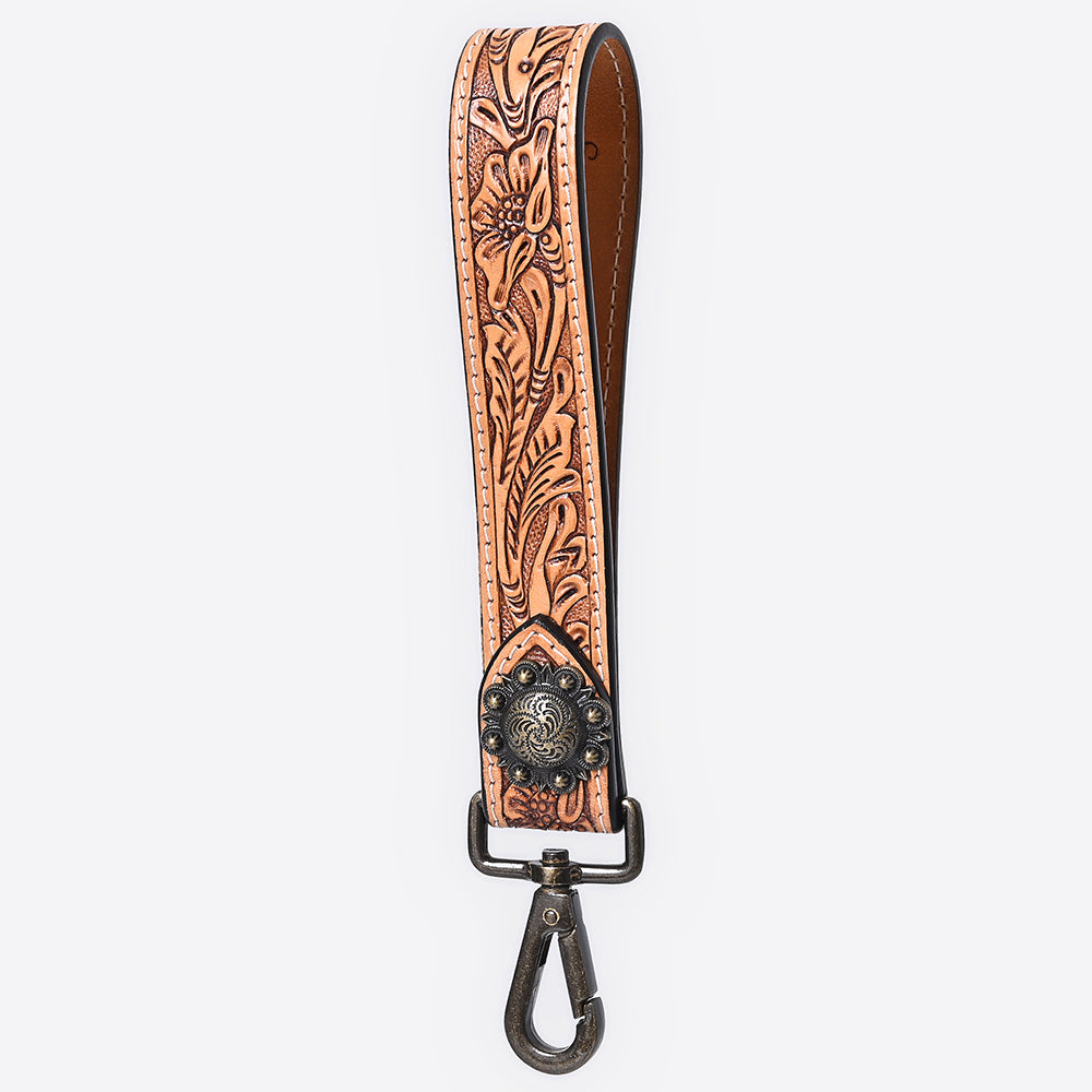 American Darling ADKR217 Hand Tooled Genuine Leather Wristlet Key Ring