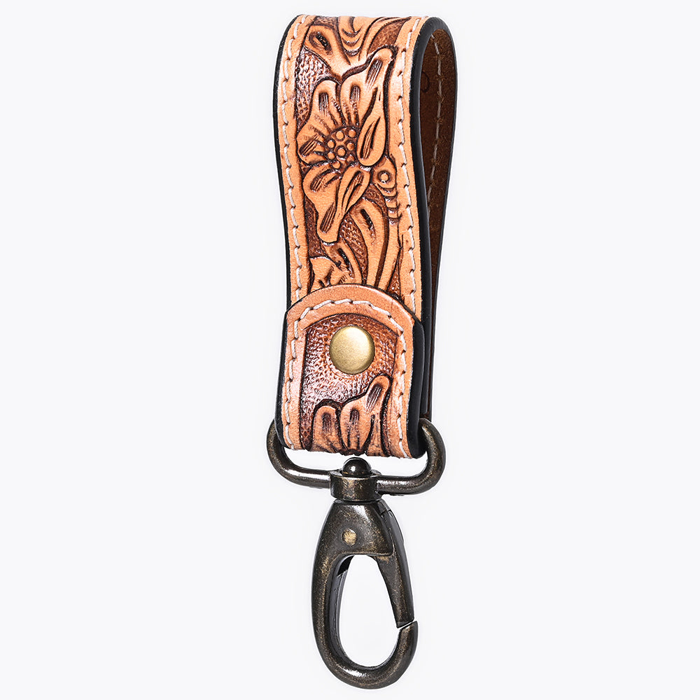 American Darling ADKR218 Hand Tooled Genuine Leather Wristlet Key Ring