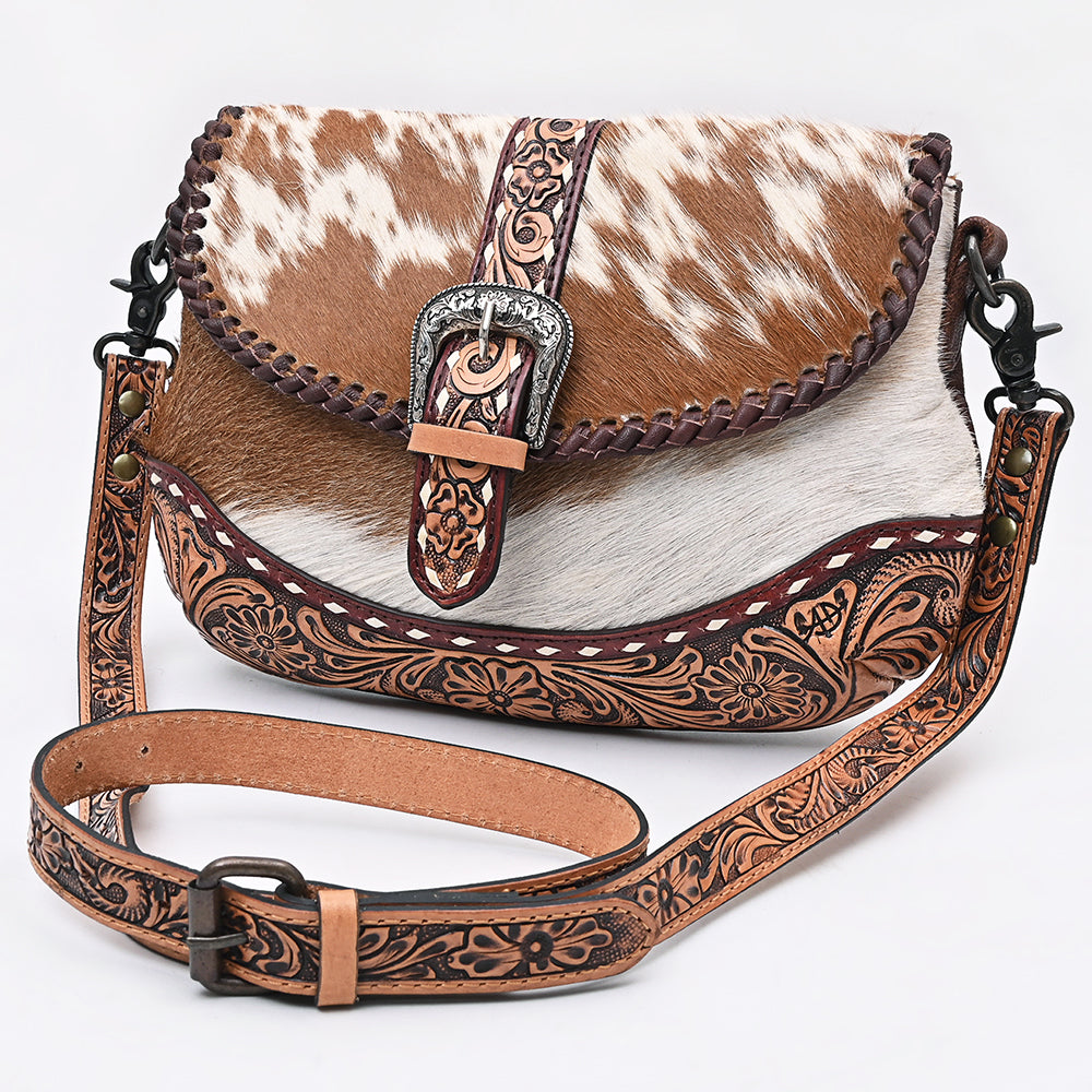 American Darling Crossbody Beautifully hand tooled Hair On Genuine Leather women handbag