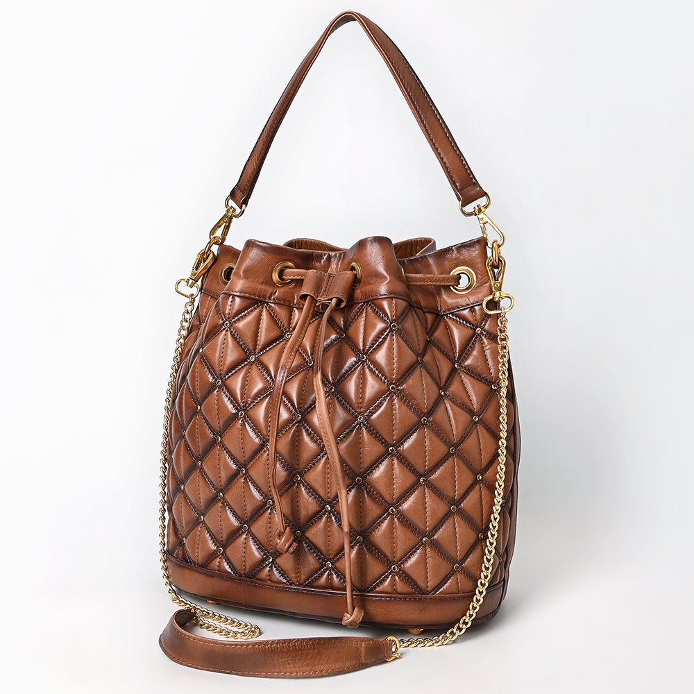 American Darling Bucket Chain Strap Genuine Leather Women Bag Western Handbag Purse