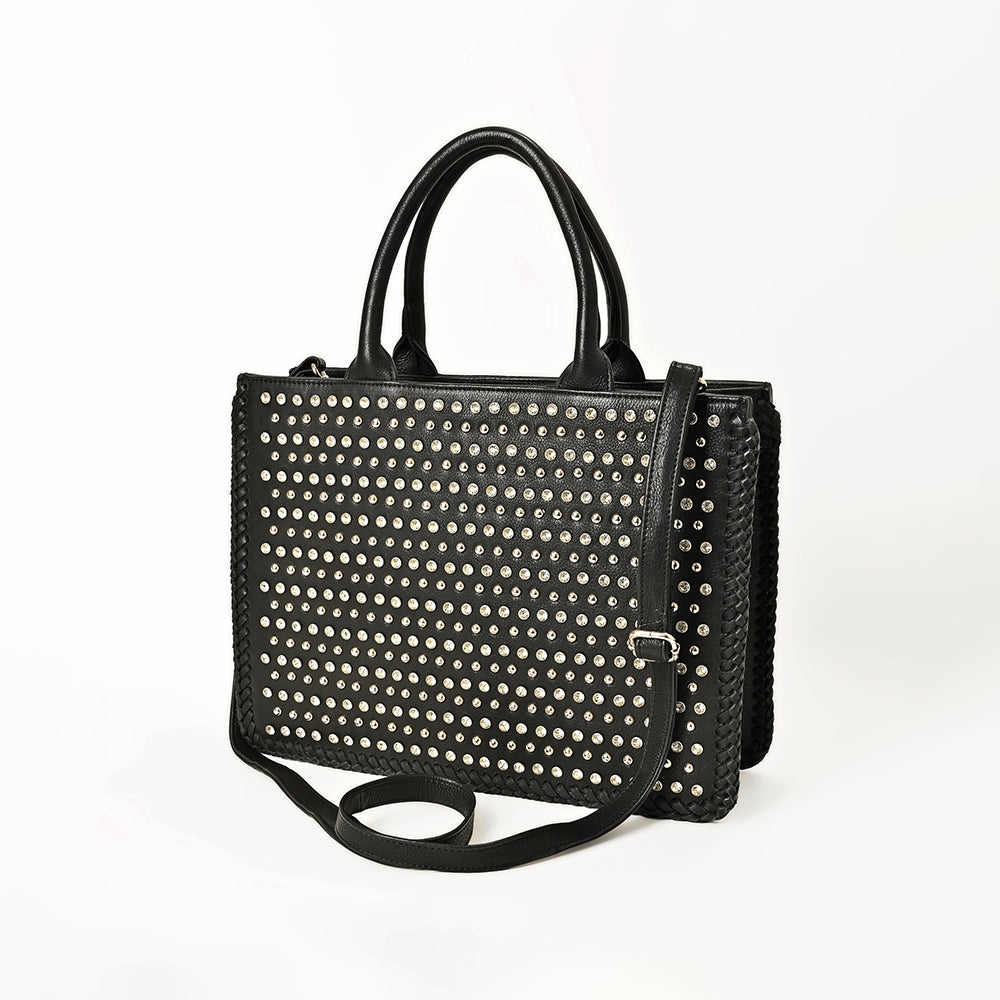 American Darling Leather Studded Tote Bag Women Shoulder & Crossbody Handbag