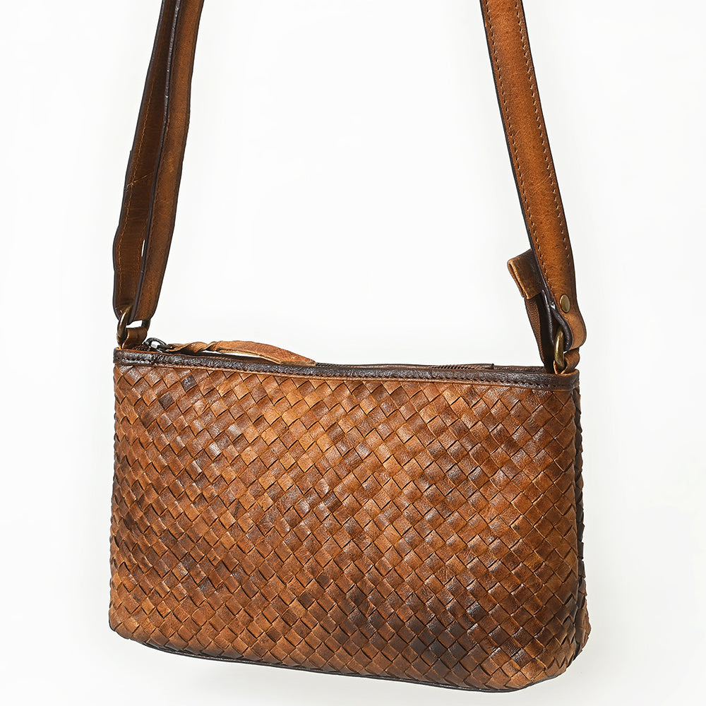 American Darling Crossbody Bag Beautifully Basketweave tooled Genuine Leather women