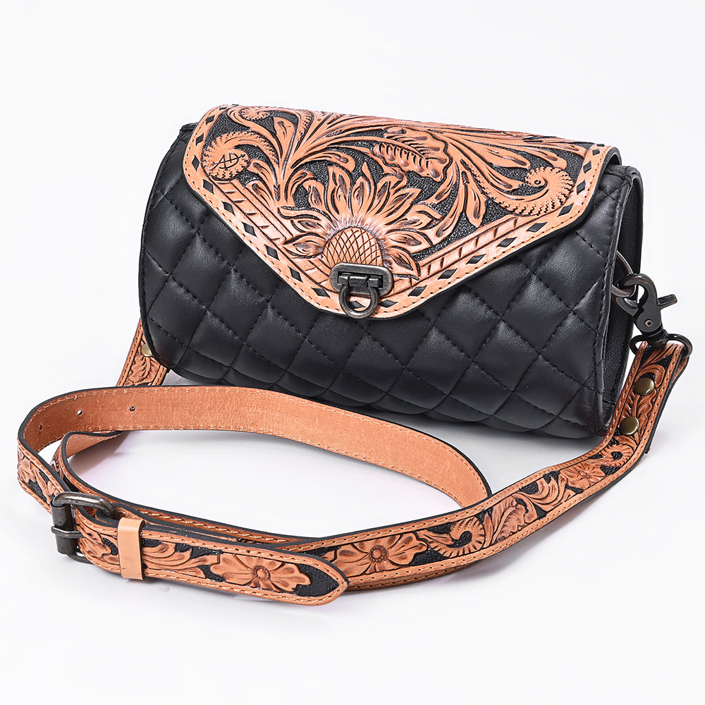American Darling Women's Crossbody Bag Western Quilted Hand Tooled Genuine Leather Handbag