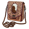 American Darling Cross body Bag Hand Tooled Floral Carved Hair-On Cowhide Genuine Leather Western Purse
