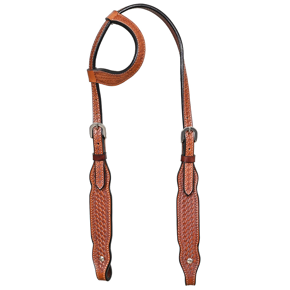 HILASON Western Horse American Leather Headstall Tack Basketweave Tan