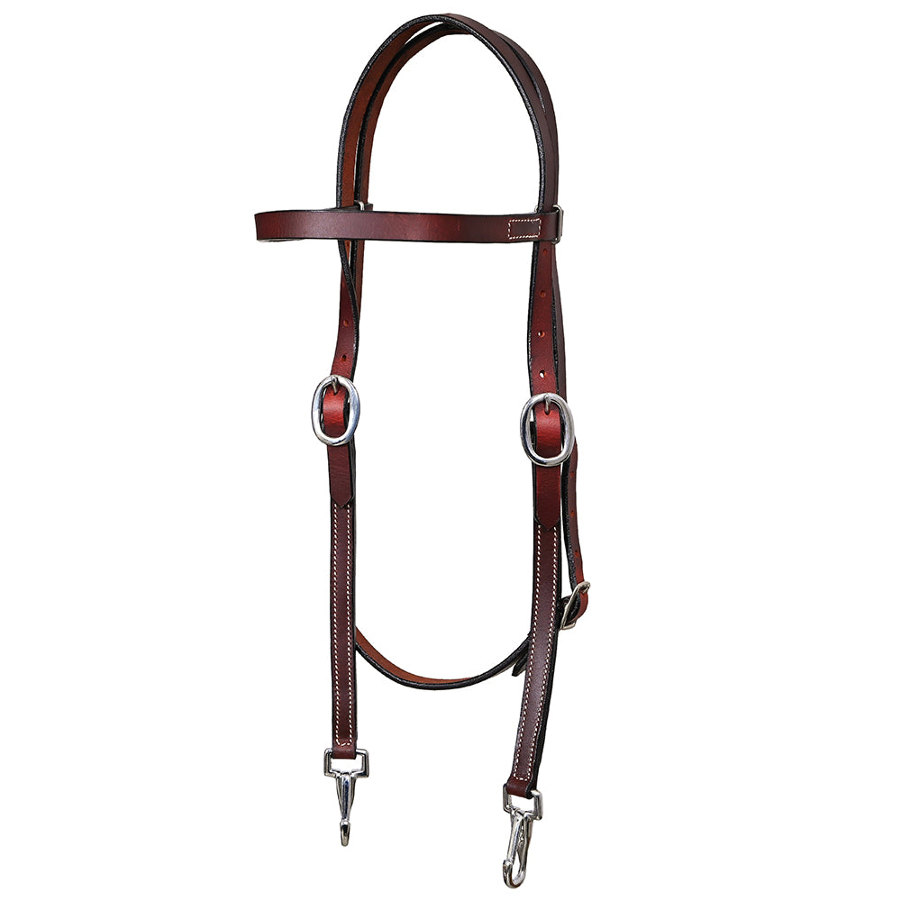 HILASON Western Horse American Leather Headstall Tack Plain Dark Brown