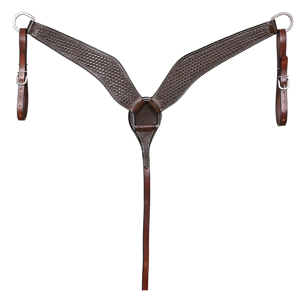 HILASON Western Horse American Leather Breast Collar Tack Basketweave Dark Brown