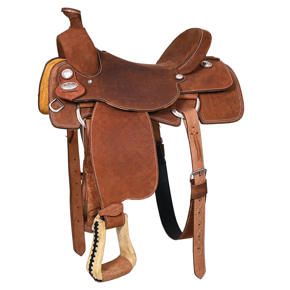 Hilason Western Horse Ranch Roping Roper Genuine Leather Saddle Brown
