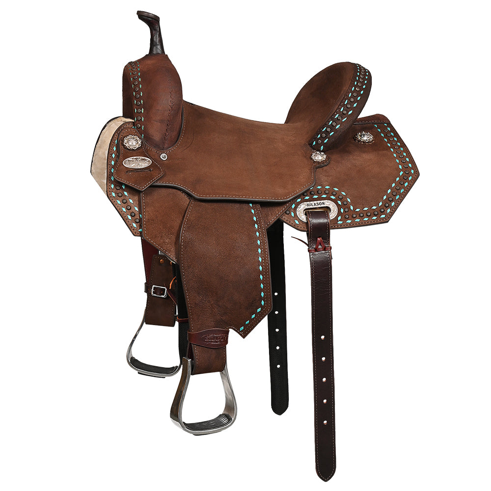 Hilason Western Horse Flex Tree Saddle American Leather Trail Barrel