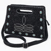 American Darling Clutch Bag Hand-Tooled Vegetable-Tanned Genuine Leather Western Crossbody with Turquoise Studs and Boot Stitch