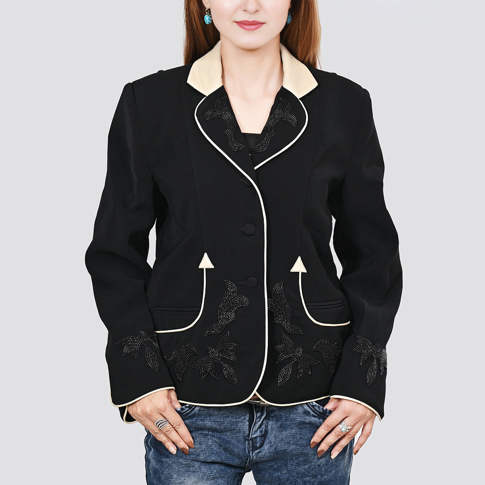 American Darling Genuine Suede Embroidered leather Jacket ladies Girl Black