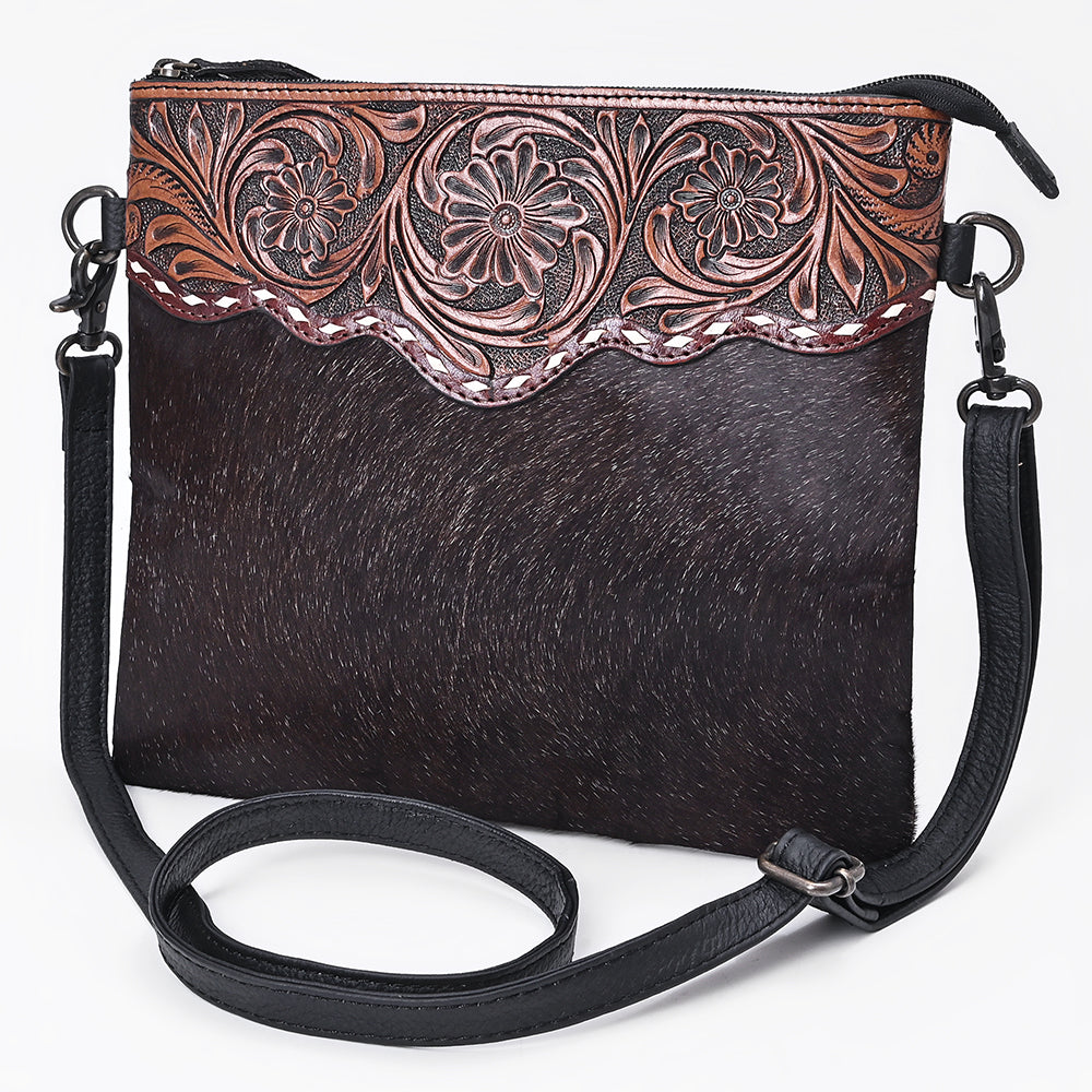 OHLAY Crossbody Hand Tooled Hair On Genuine Leather Women Bag Western Handbag Purse