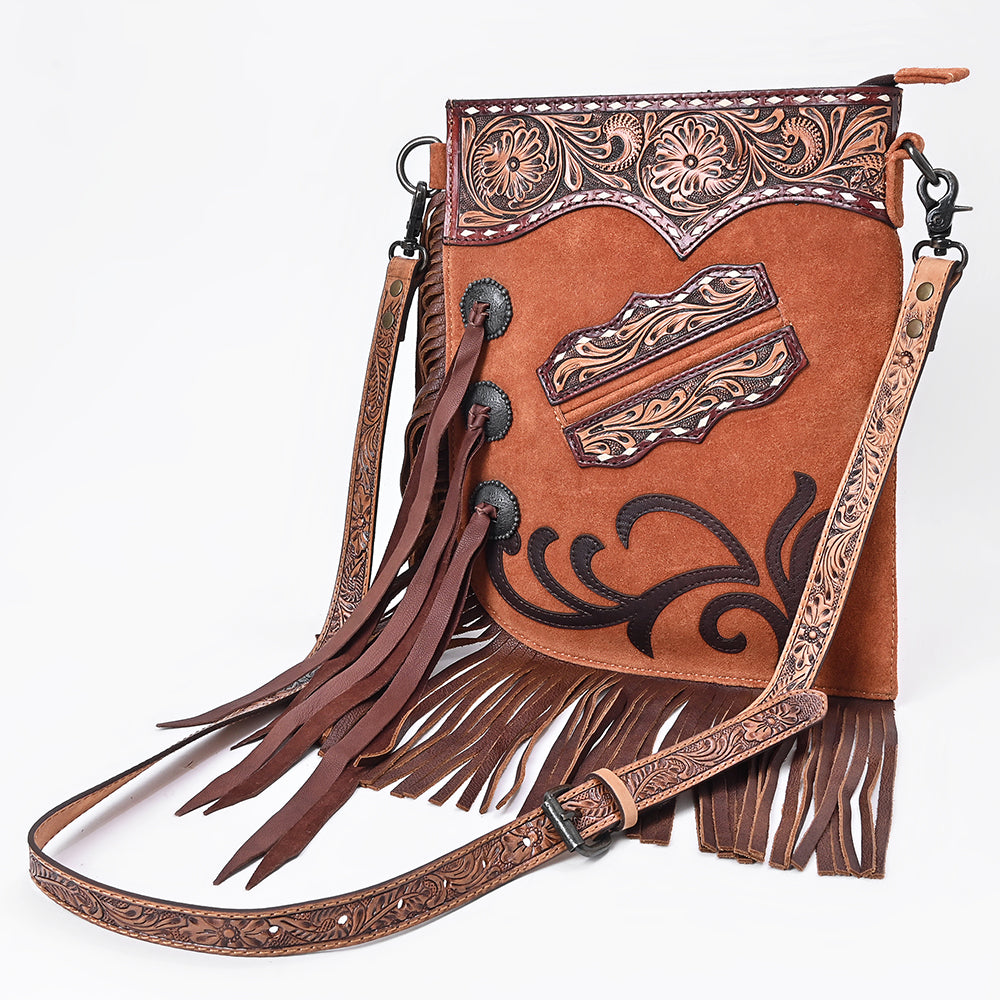American Darling Women's Chaps Bag Western Hand Tooled Genuine Leather Handbag