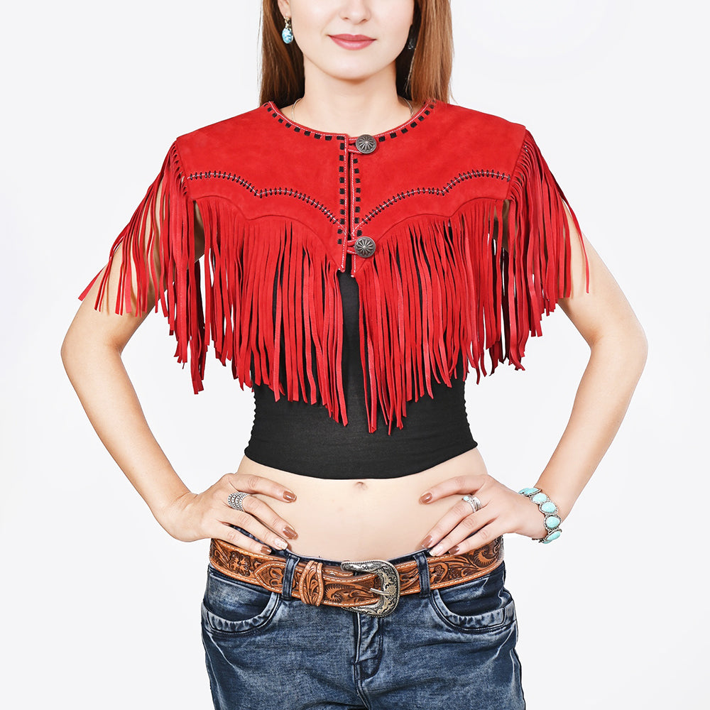 American Darling Red Genuine Suede leather ladies Dress Black