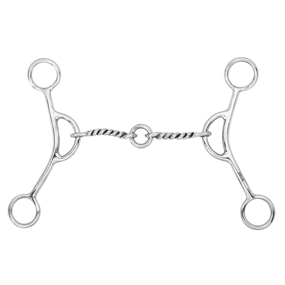BAR H EQUINE Western Gag Bit with Twisted Wire Life Saver Link - Ideal for Barrel Racing