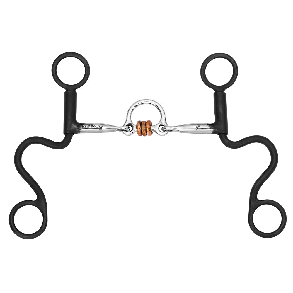 BAR H EQUINE Western Antique Short Shank Bit with Ported Copper Roller Mouthpiece