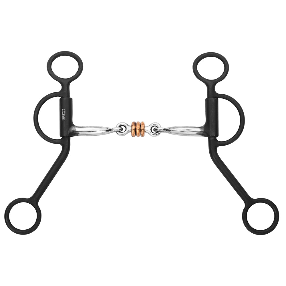 BAR H EQUINE Western Antique Argentine Shank Bit with Three-Piece Copper Roller Mouth