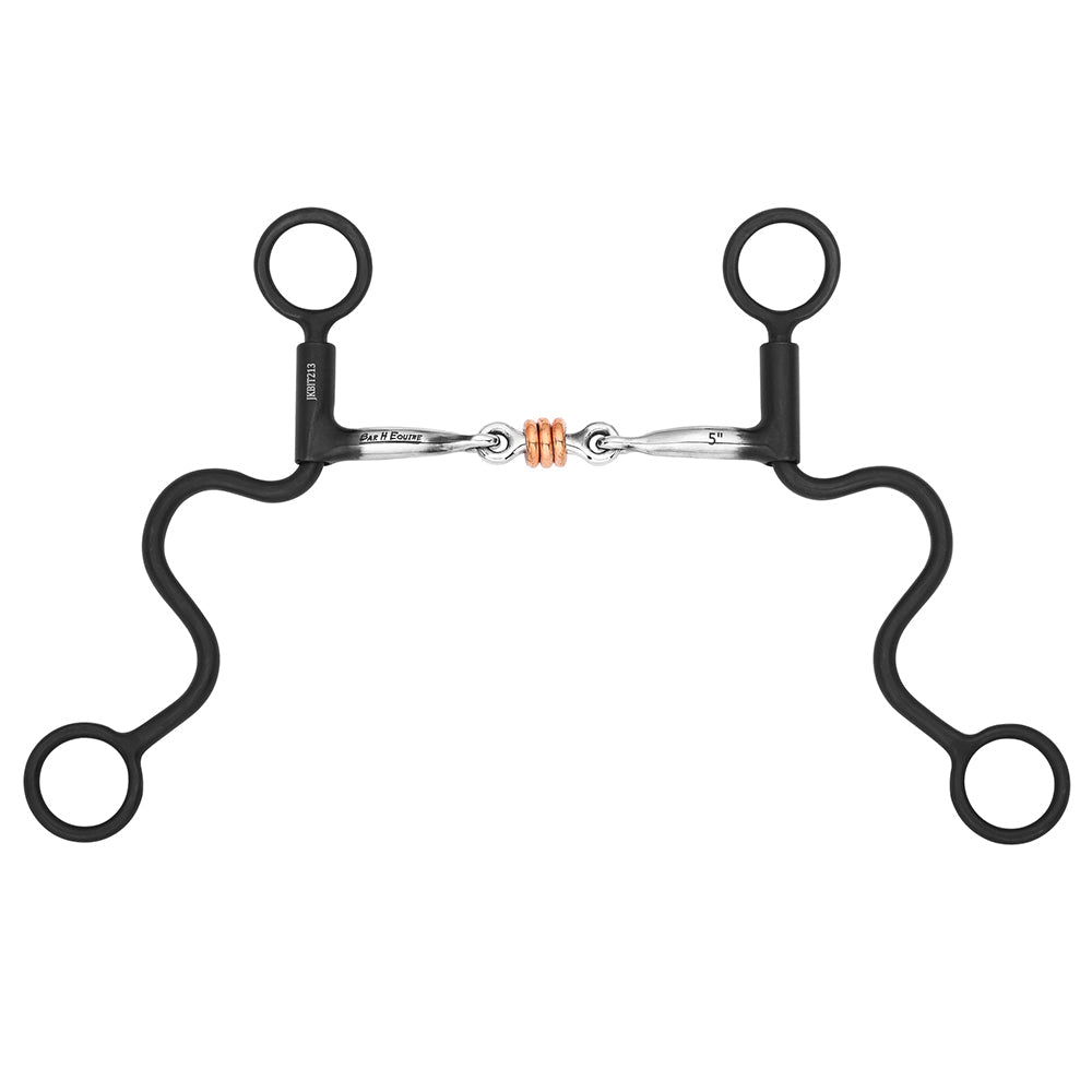 BAR H EQUINE Western Antique Cavalry Shank Bit with Three-Piece Copper Roller Mouthpiece