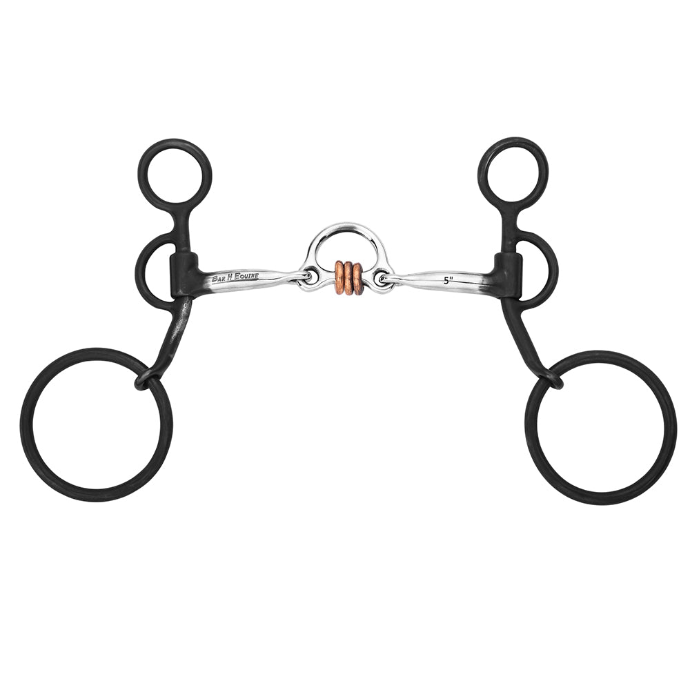 BAR H EQUINE Western Antique Cowboy Shank Bit with Copper Roller Mouthpiece