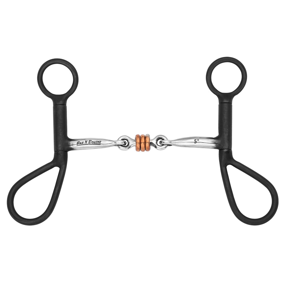 BAR H EQUINE Western Antique Tear Drop Shank Bit with Three-Piece Copper Roller