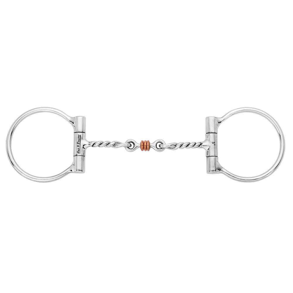 BAR H EQUINE Western D Ring Twisted Mouth Copper Rollers