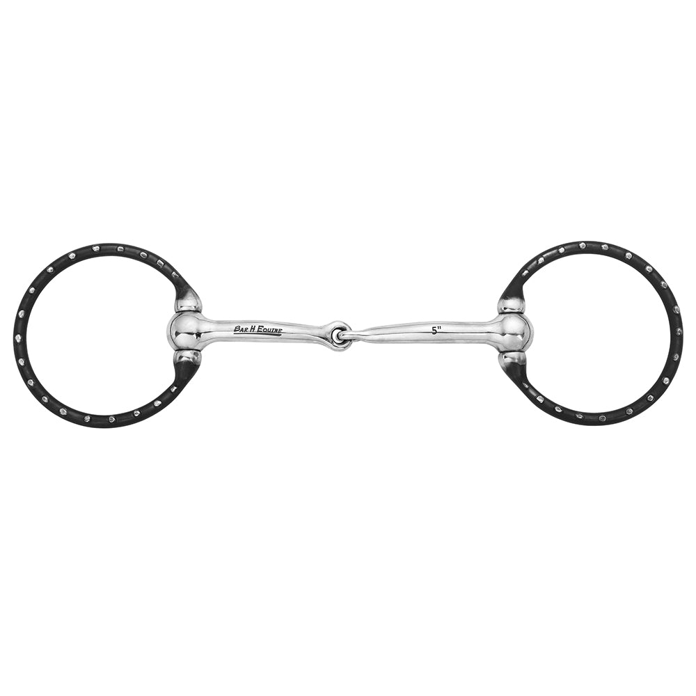 BAR H EQUINE Western Silver Dot Ring Snaffle Bit with Copper Inlays