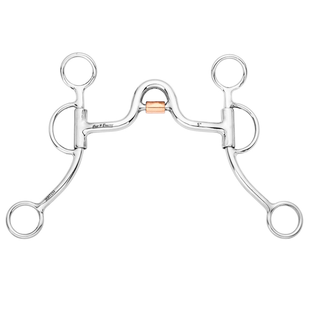 BAR H EQUINE Western Argentine Shank Bit with Low Port & Copper Roller