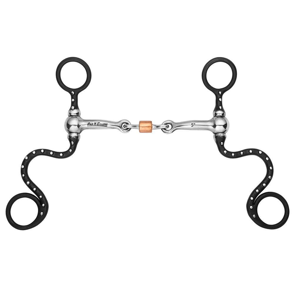 BAR H EQUINE Western Shank Bit with Dog Bone & Copper Roller
