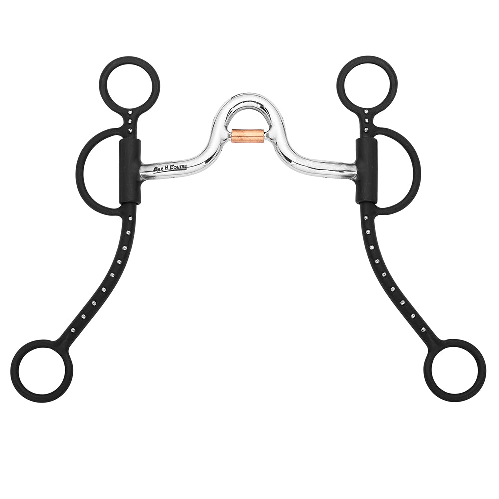 BAR H EQUINE Western Shank Bit with Low Port Copper Roller